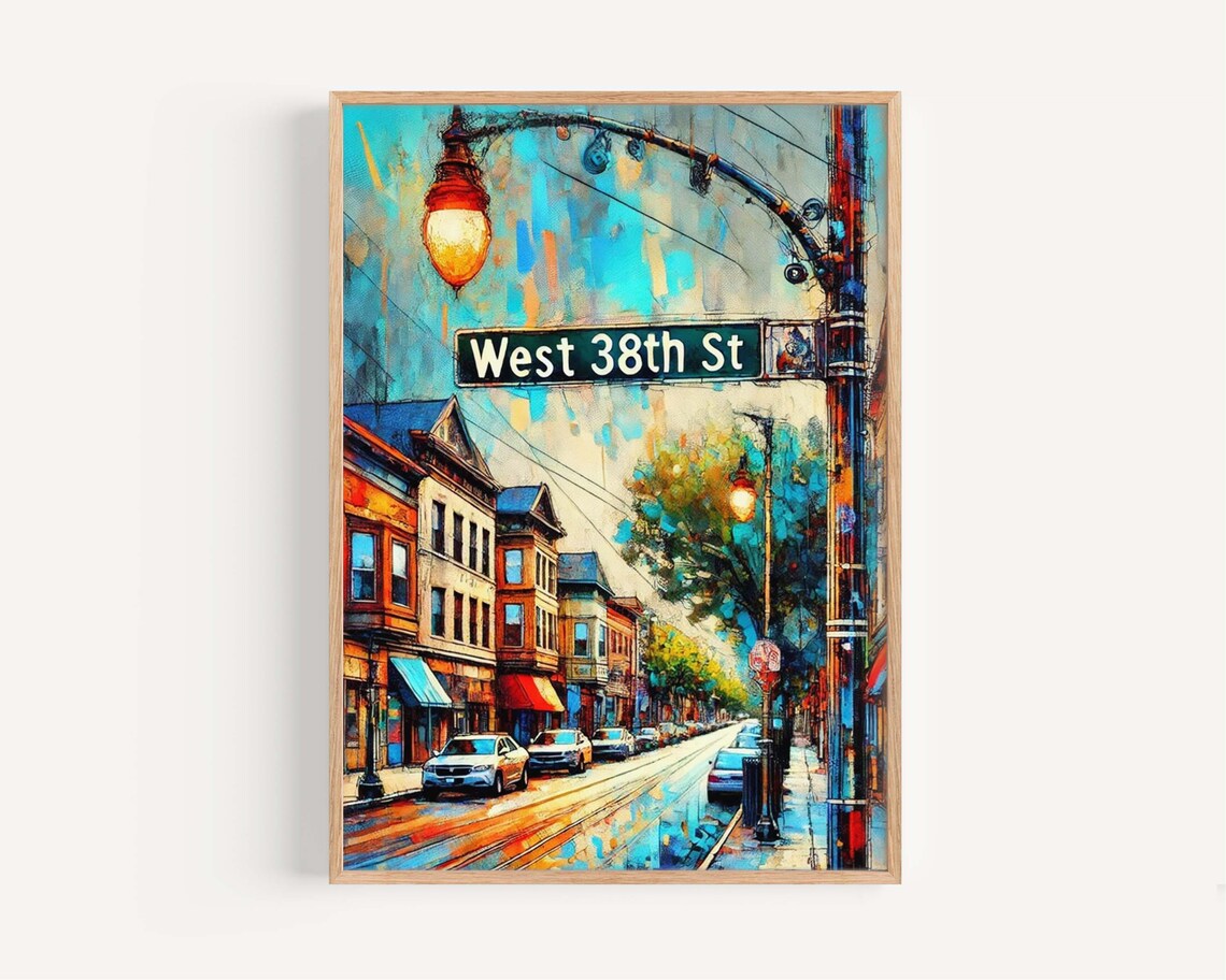 West 38th Street Erie Pennsylvania City Street Scene Art Poster