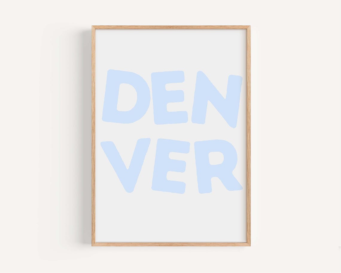 Denver Light Blue Bubble Letter Retro Typography City Travel Poster