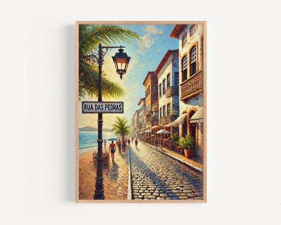 Poster Rua Das Pedras Wall Art Brazil Travel Print South Housewarming Gift Decor