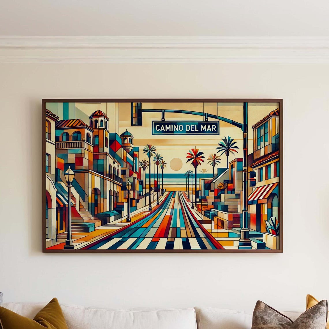 Camino Del Mar California Geometric Palm Street Ocean Poster