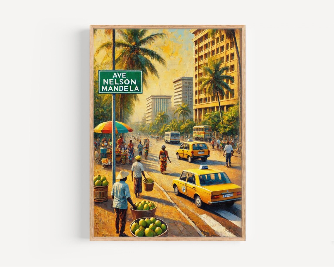 Libreville Avenue Nelson Mandela Gabon Travel Poster