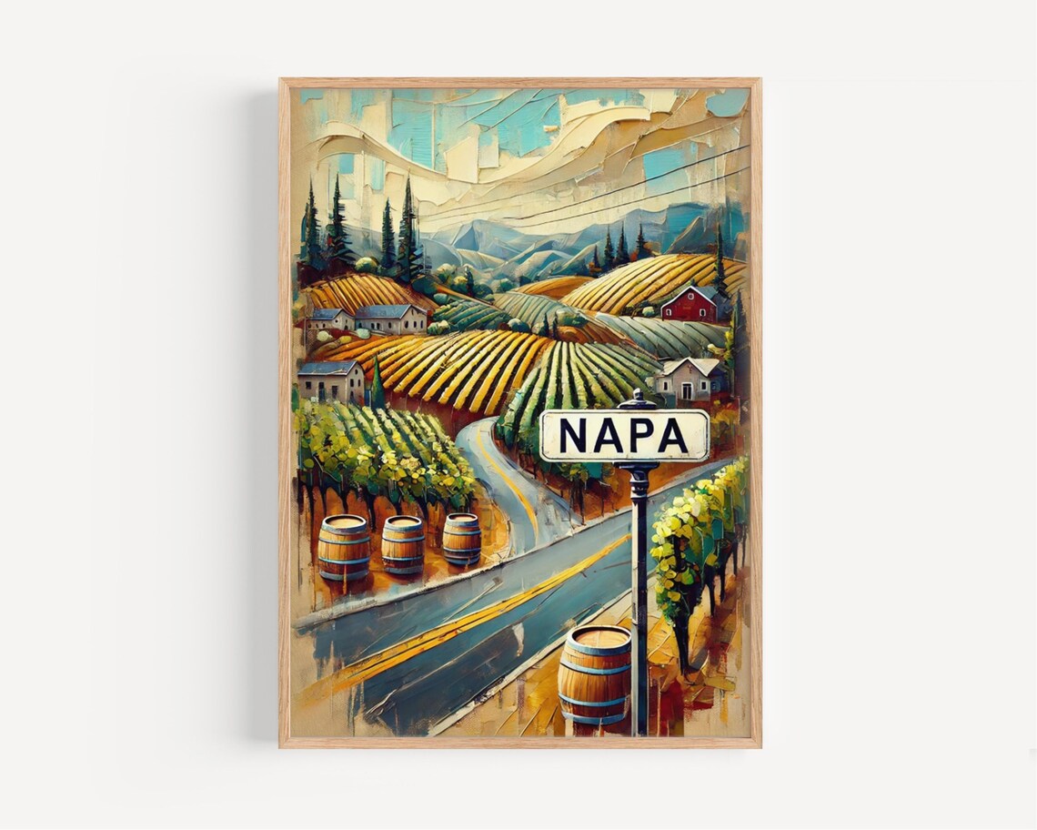 Napa California Impasto Vineyard Street Sign Wine Country Poster