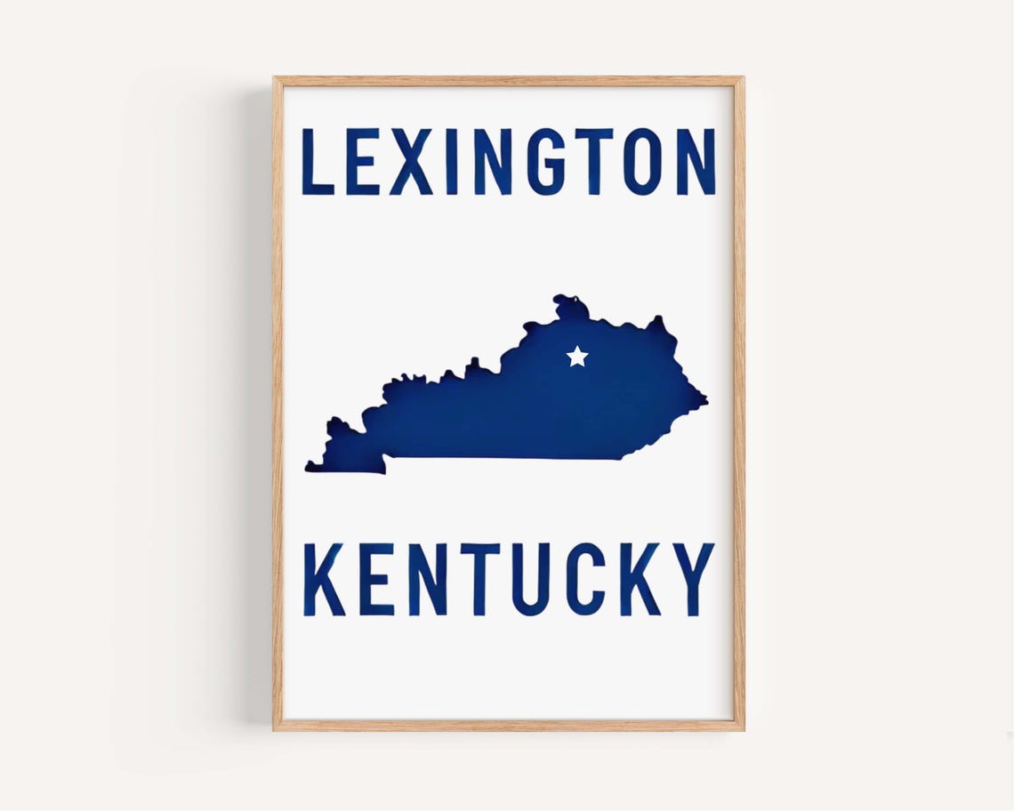 Lexington Kentucky Blue State Shape Minimalist Travel Poster