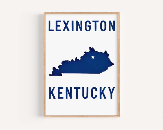 Lexington Kentucky Blue State Shape Minimalist Travel Poster