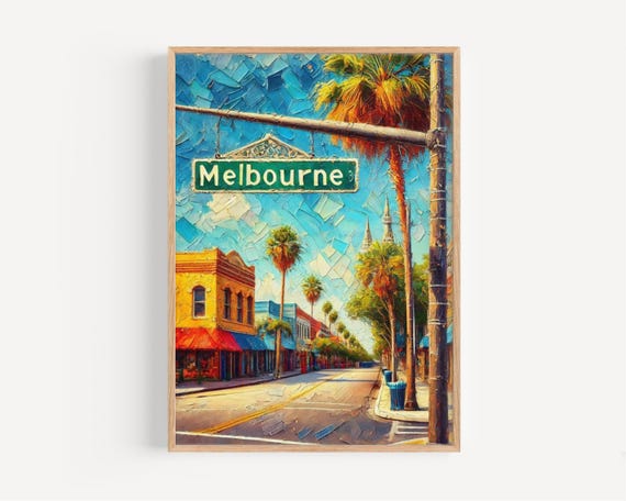 Florida Travel Print Wall Art Usa Decor Housewarming Gift Melbourne Poster Unique Home