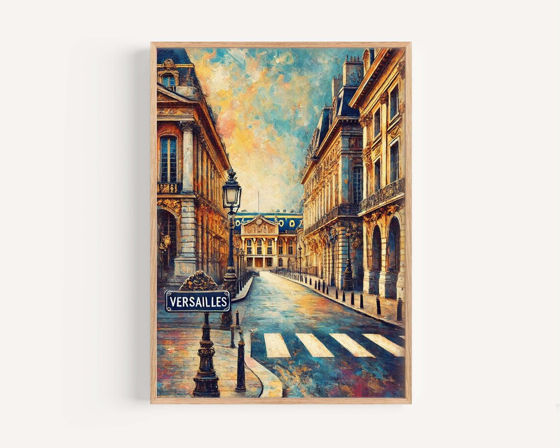 Versailles France Grand Palace Street Vibrant Travel Art Poster