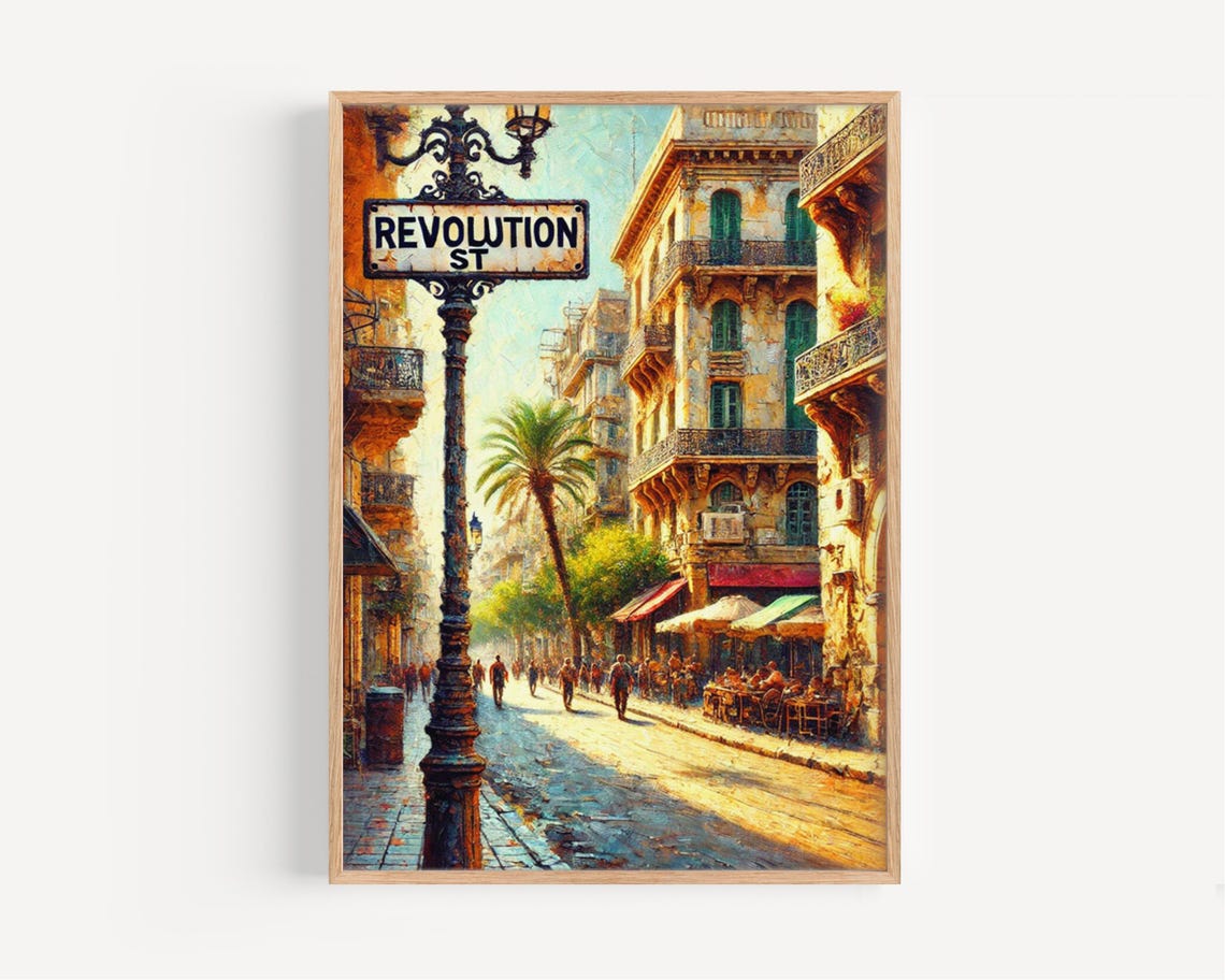 Revolution Street Algiers Cityscape Impressionist Travel Poster