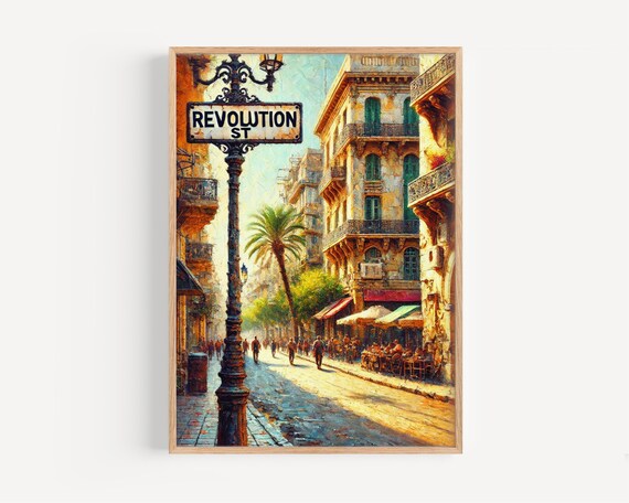 Revolution Street Algiers Cityscape Impressionist Travel Poster