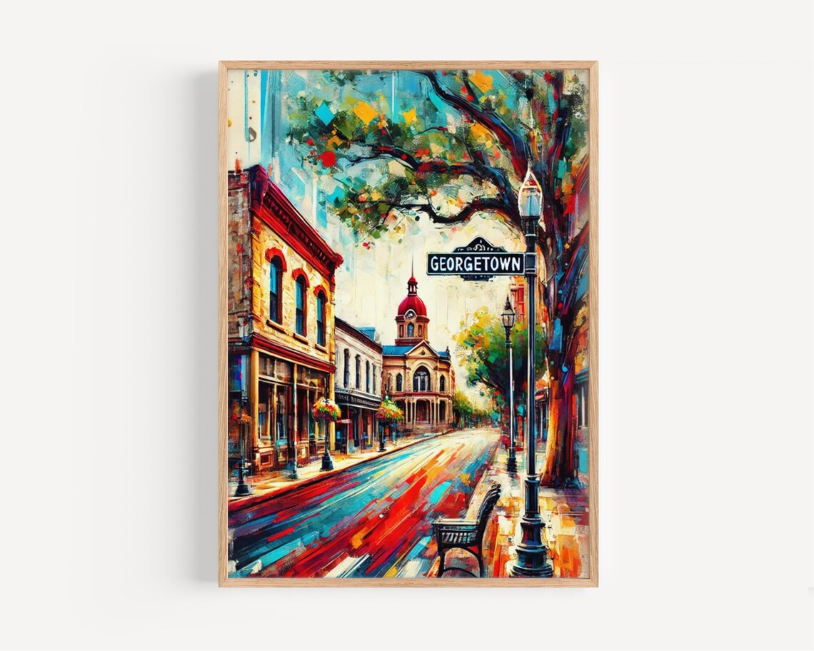 Georgetown Texas Colorful Travel Poster, Art Print