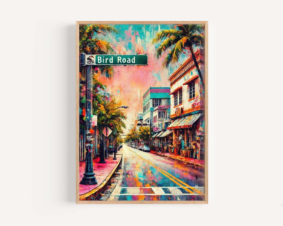 Bird Road Miami Colorful Florida Travel Poster