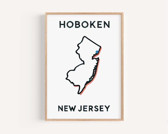 Hoboken Print Wall Art New Jersey City Travel Decor Nj Housewarming College Gift
