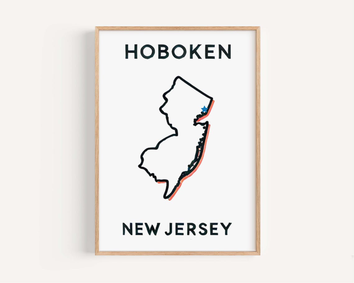 Hoboken New Jersey State Map Minimalist Location Pride Poster
