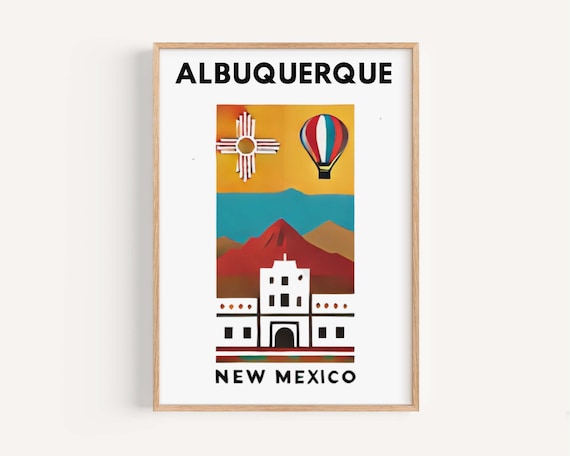 Albuquerque New Mexico Hot Air Balloon Vintage Retro Travel Poster