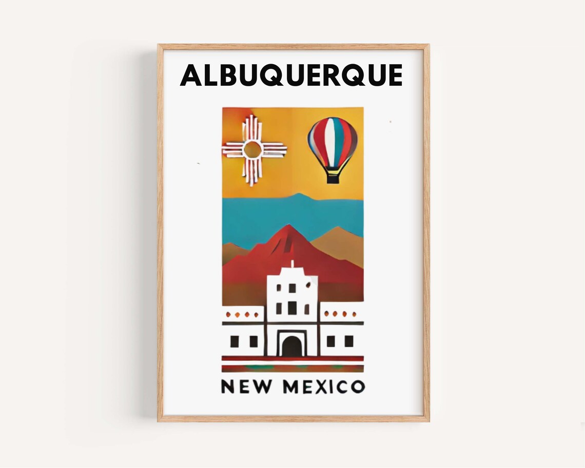 Albuquerque New Mexico Hot Air Balloon Vintage Retro Travel Poster
