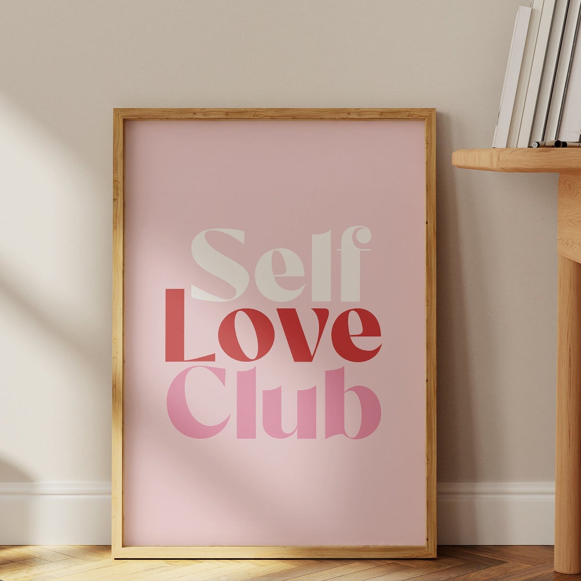 Self Love Club Pink Retro Typography Affirmation Wall Poster
