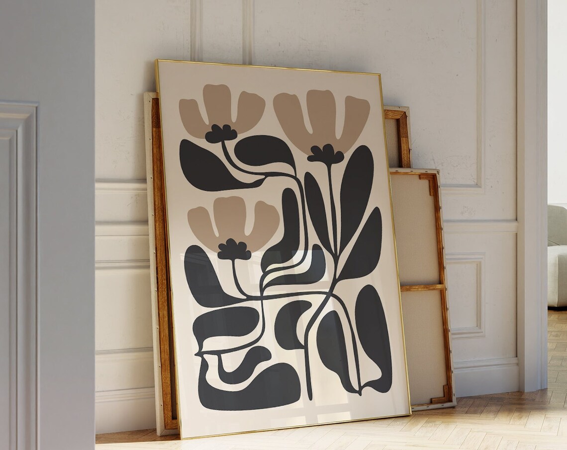 Matisse-Inspired Botanical Flower Print, Japandi Boho