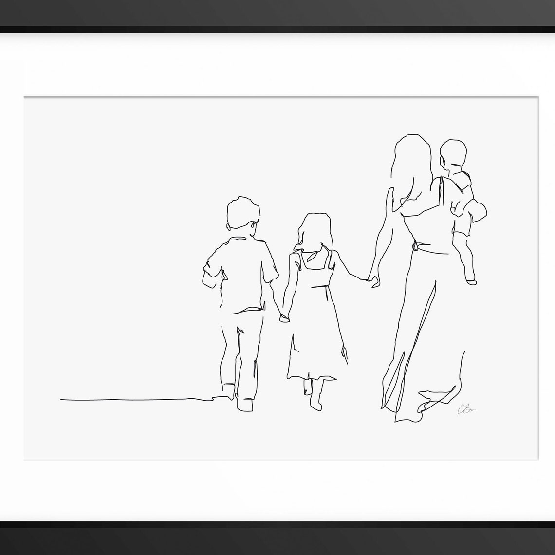 Mother Print Line Art Family Line Art Family Illustration Family Print Mother And Children Print Gift For Mom Mum Mothers Day Gift