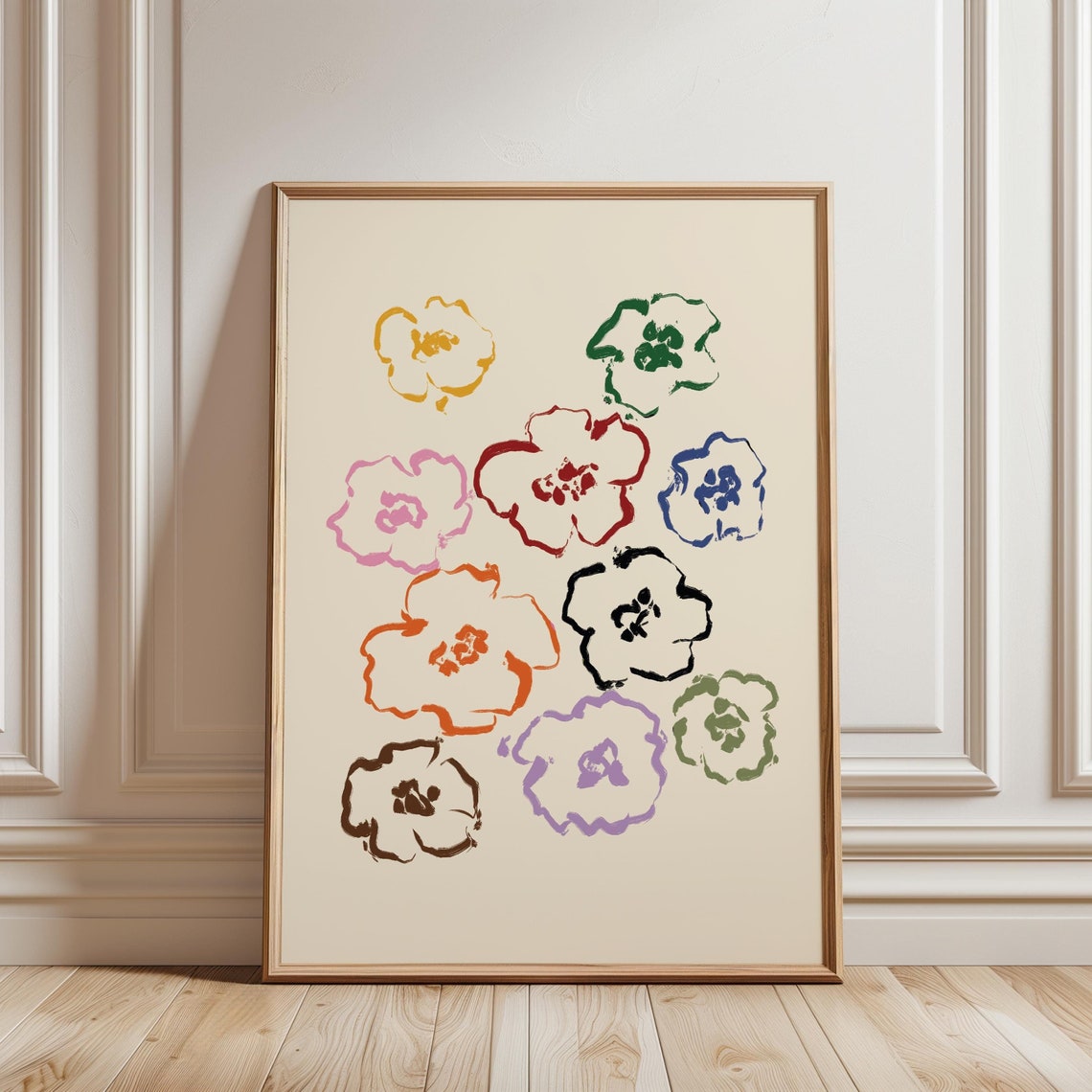 A Hand Drawn Colorful Flower Sketch Modern Botanical Floral Poster