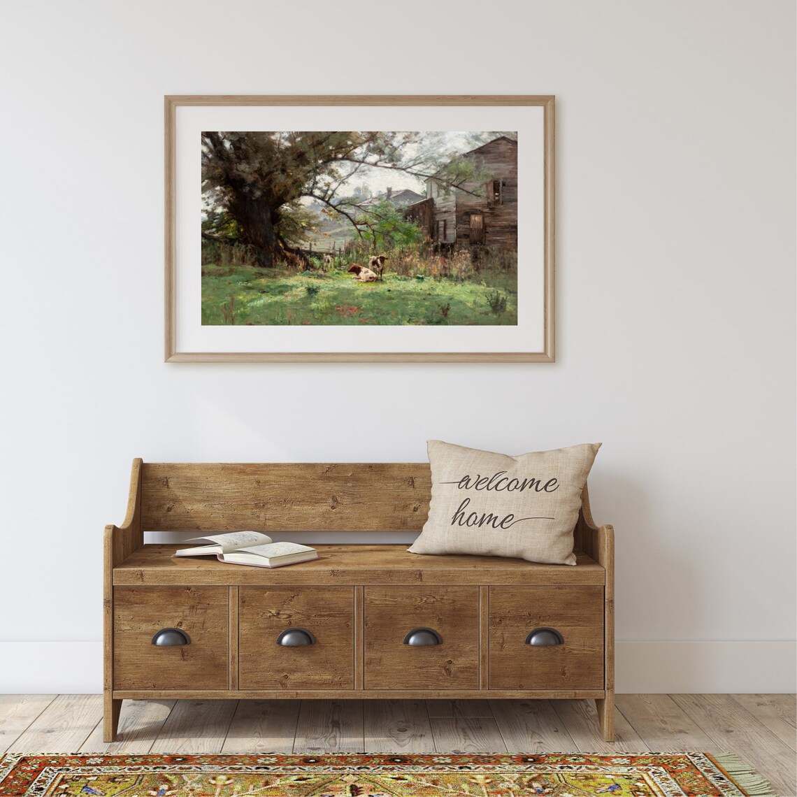 Vintage Farmhouse Cow Print, Country Landscape Art - Image 2