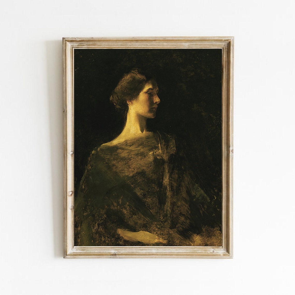 Woman Portrait Painting Vintage Moody Wall Art Female Oil Painting Dark Academia Decor Art Art Print