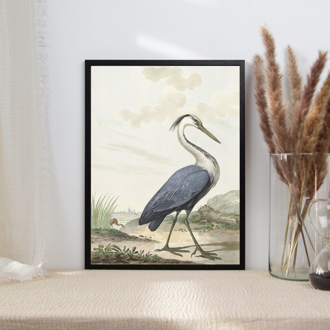 Vintage Blue Heron Art Print, Coastal Bird Decor - Image 2