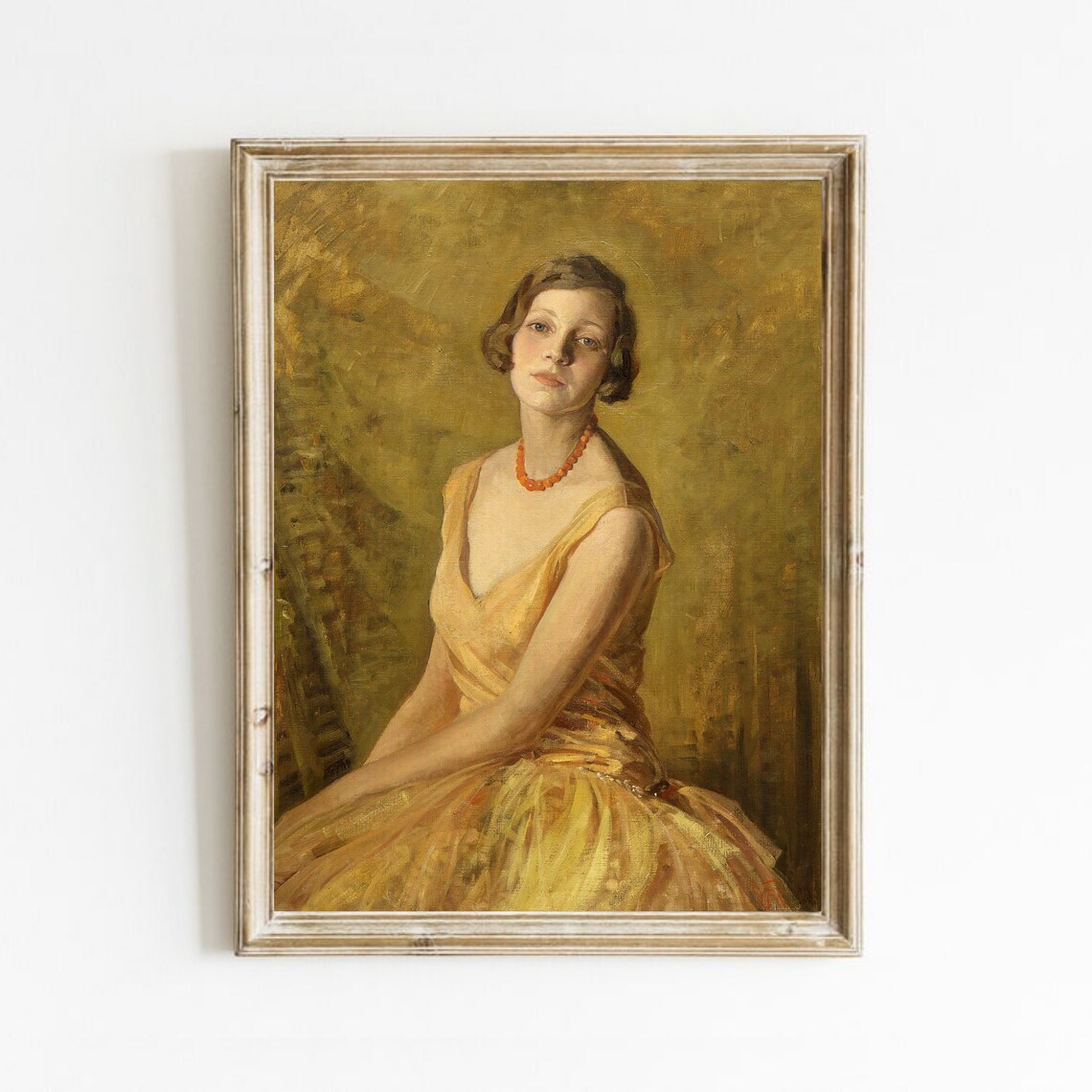 Victorian Woman Portrait, Antique Oil Art Print