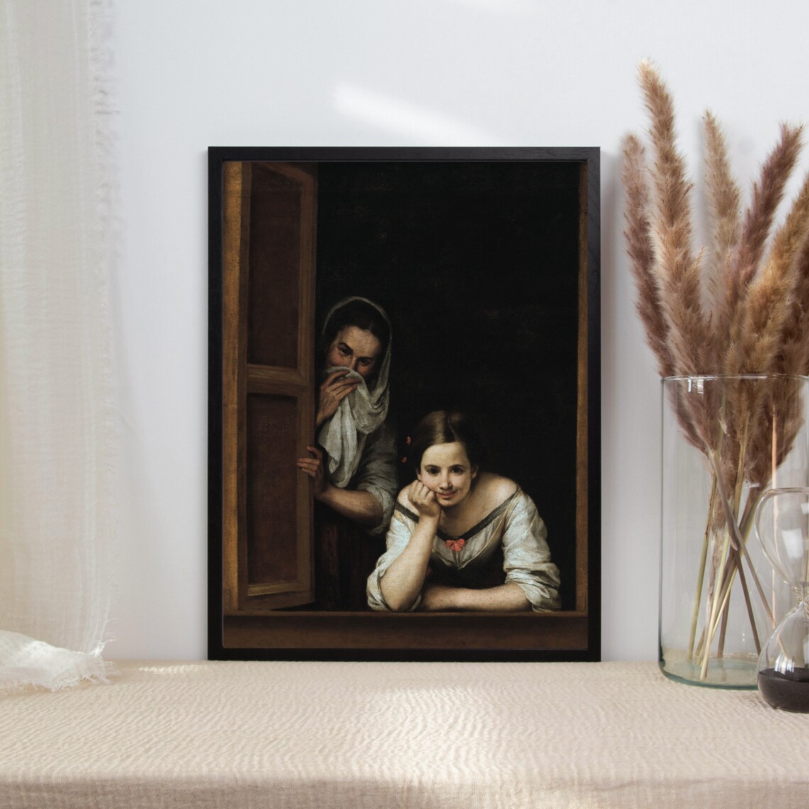 Women at Window Vintage Oil Painting Portrait Art Print - Image 2