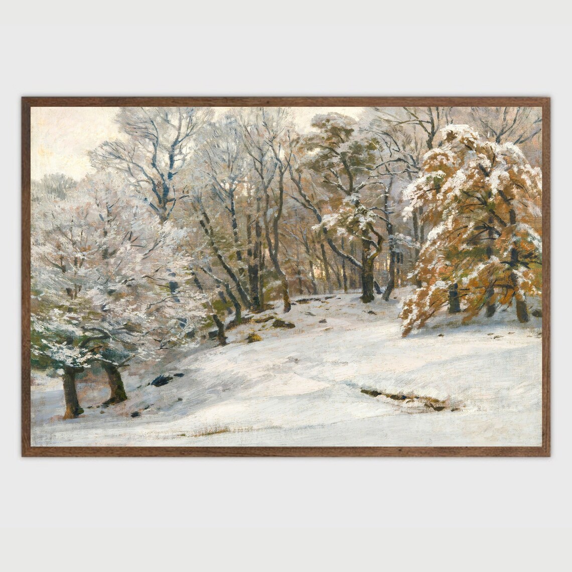 Vintage Snow Trees Winter Landscape Art Print - Image 2