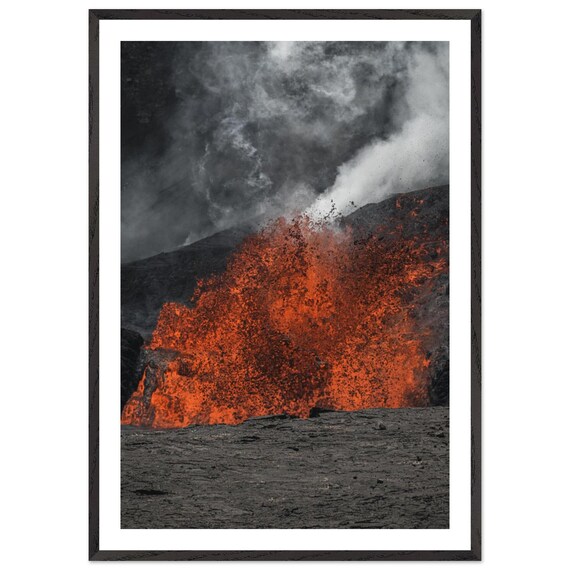 Volcano Eruption Lava Fountain Dramatic Nature Photography Poster