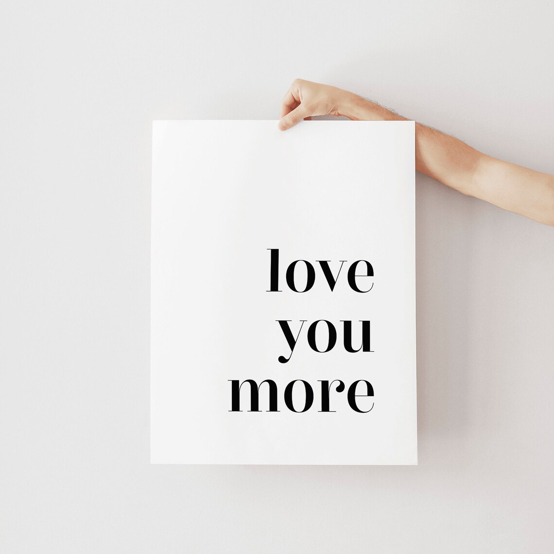 Love You More Black Minimalist Typography Bedroom Quote Poster - Image 3