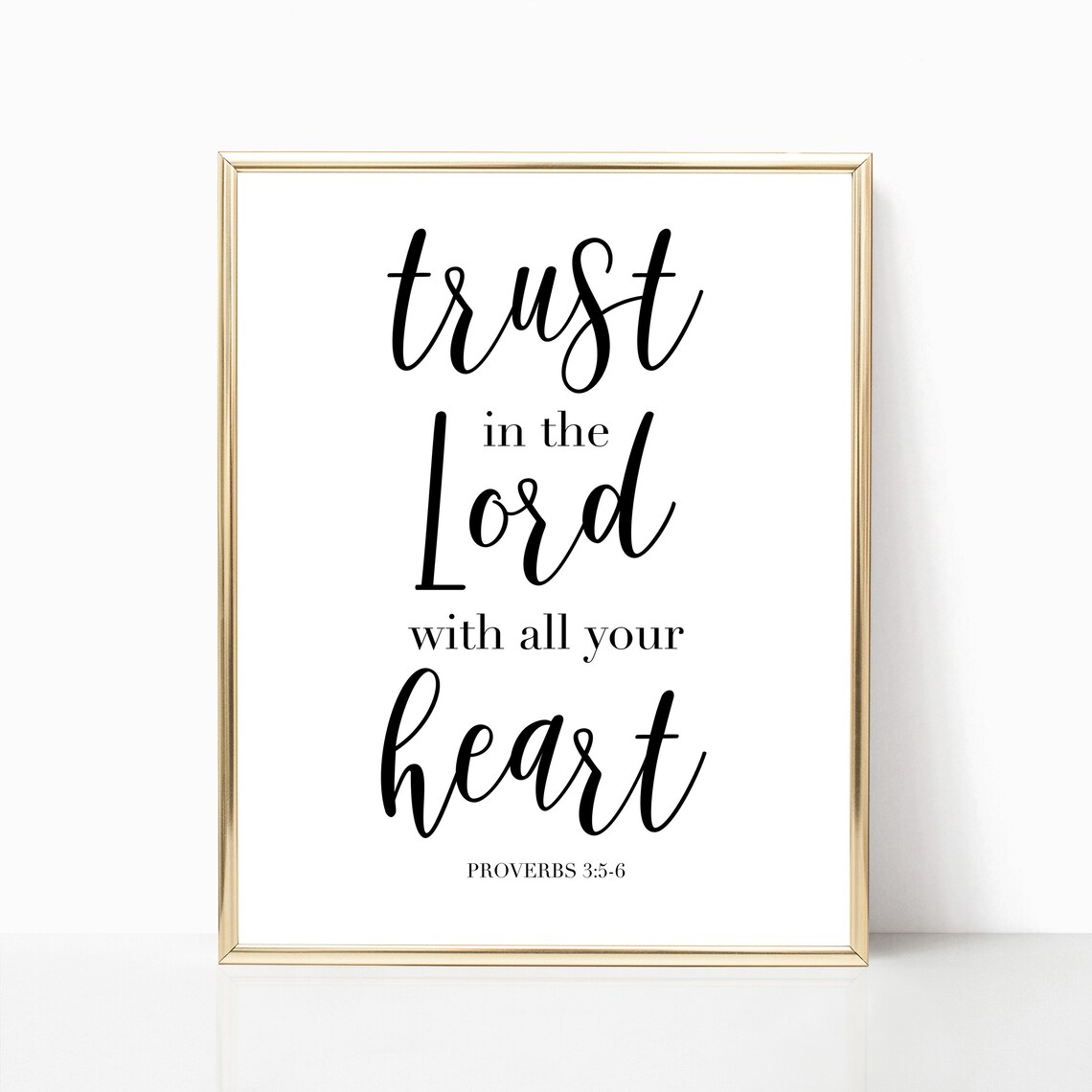 Trust In The Lord With All Your Heart Bible Verse Proverbs 3 Gold Frame Poster