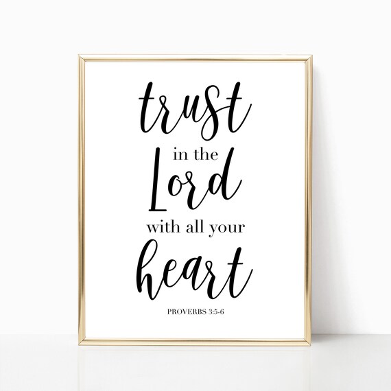 Trust In The Lord With All Your Heart Bible Verse Proverbs 3 Gold Frame Poster