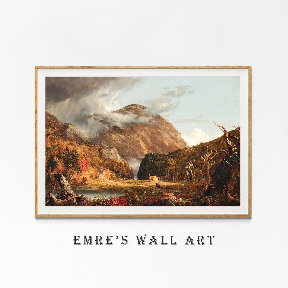 Autumn Mountain Mist Red Foliage Vintage Landscape Painting Poster - Image 4