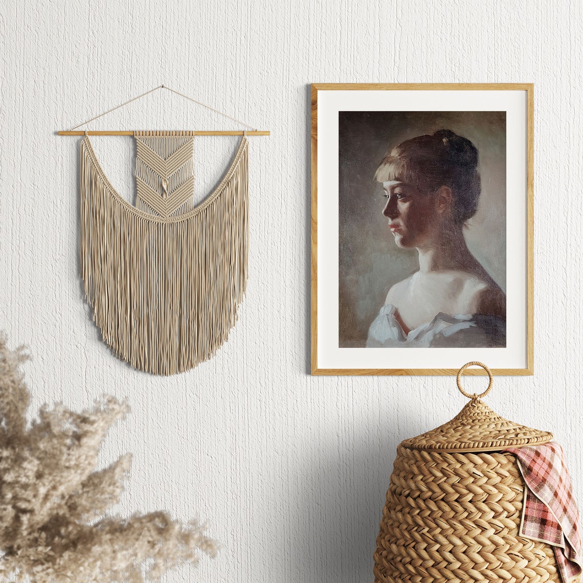 Woman In Profile Vintage Oil Portrait Painting Neutral Elegant Poster - Image 2