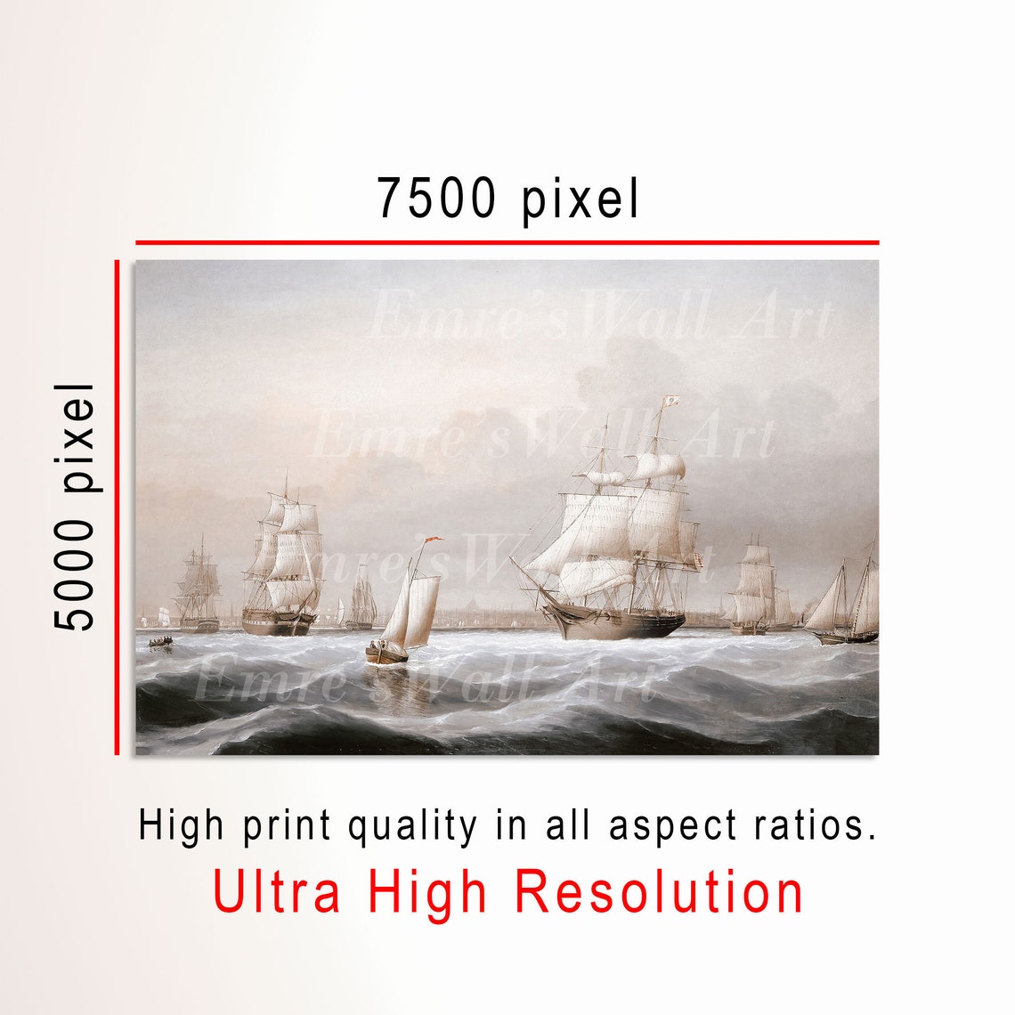 Vintage Sailboat Oil Painting Decor Antique Lake House Art Print Seascape Wall Art Coastal Vintage Art - Image 3
