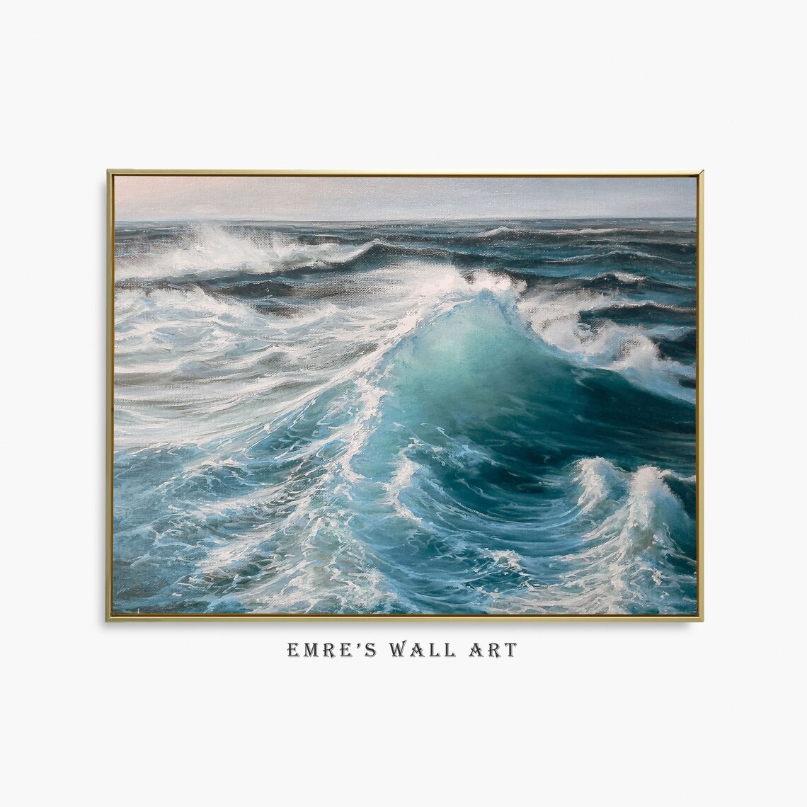 Vintage Seascape Oil Painting Coastal Wave Art Print