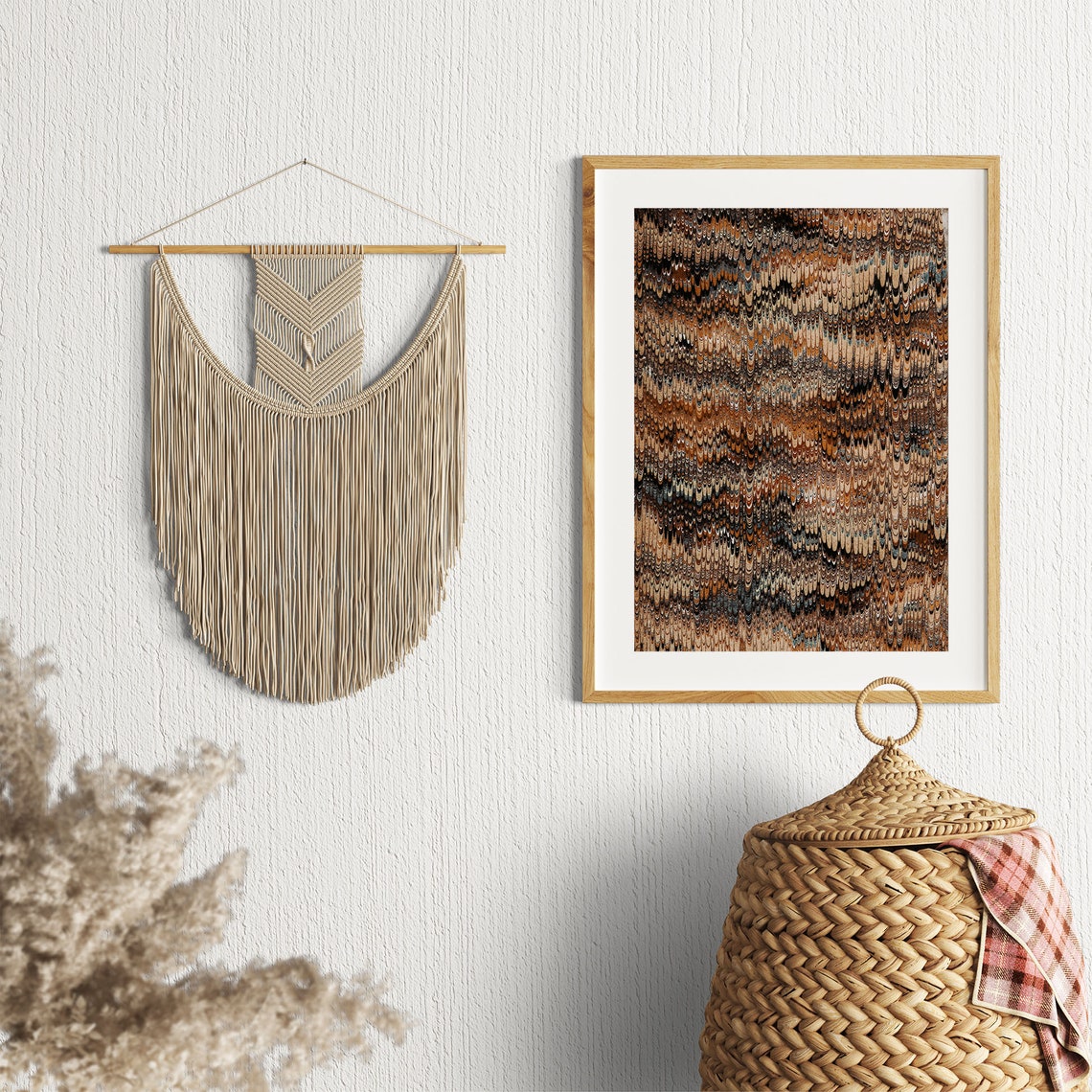 Brown Marbled Paper Endpaper Vintage Bookbinding Abstract Art Poster - Image 2