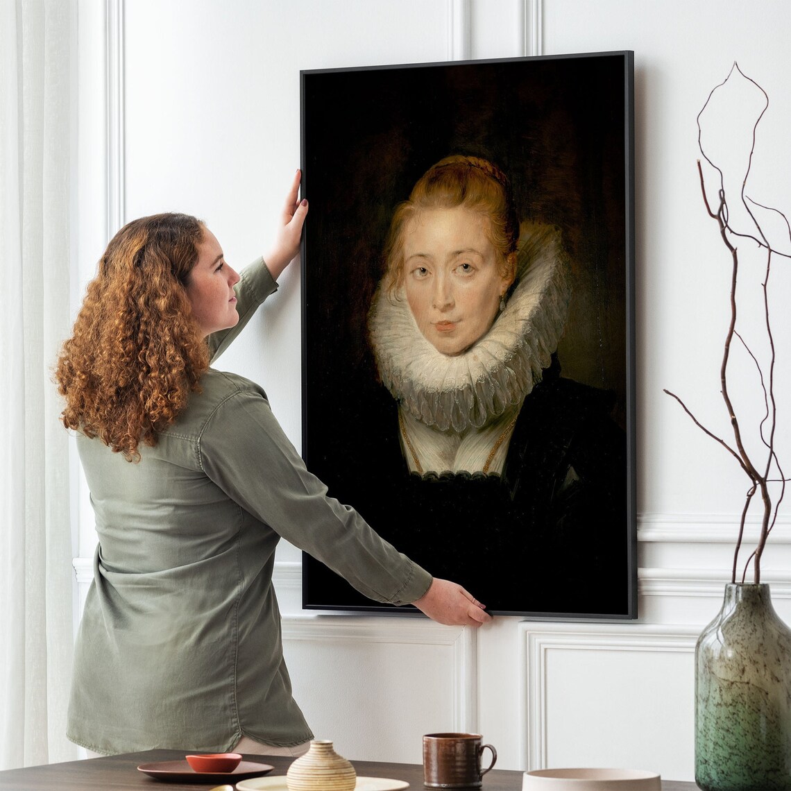 Vintage Woman Oil Painting, Moody Portrait Art Print - Image 2