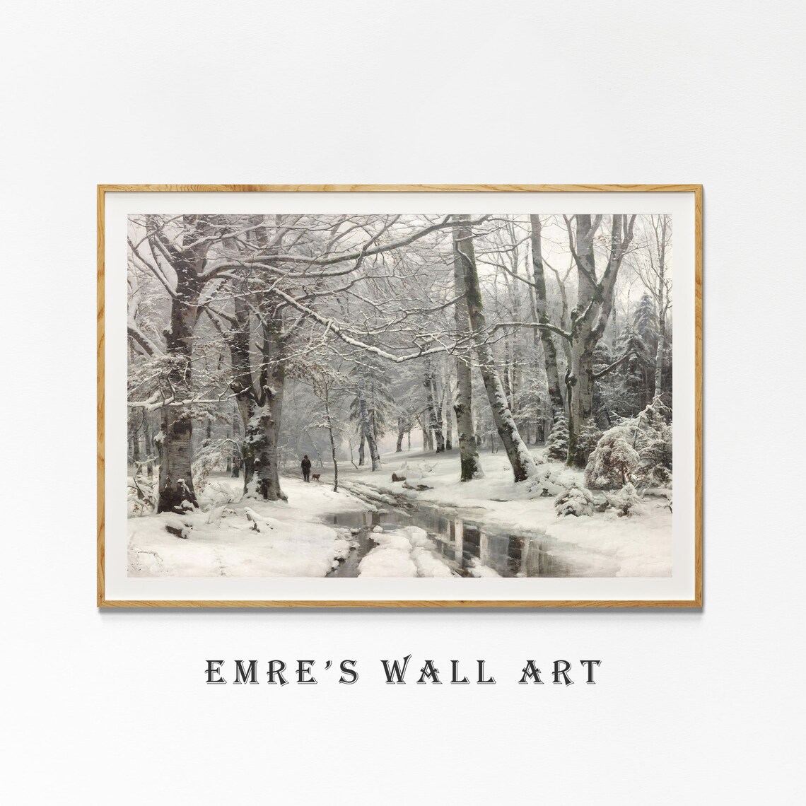 Snowy Forest Landscape, Retro Winter Art Print - Image 4