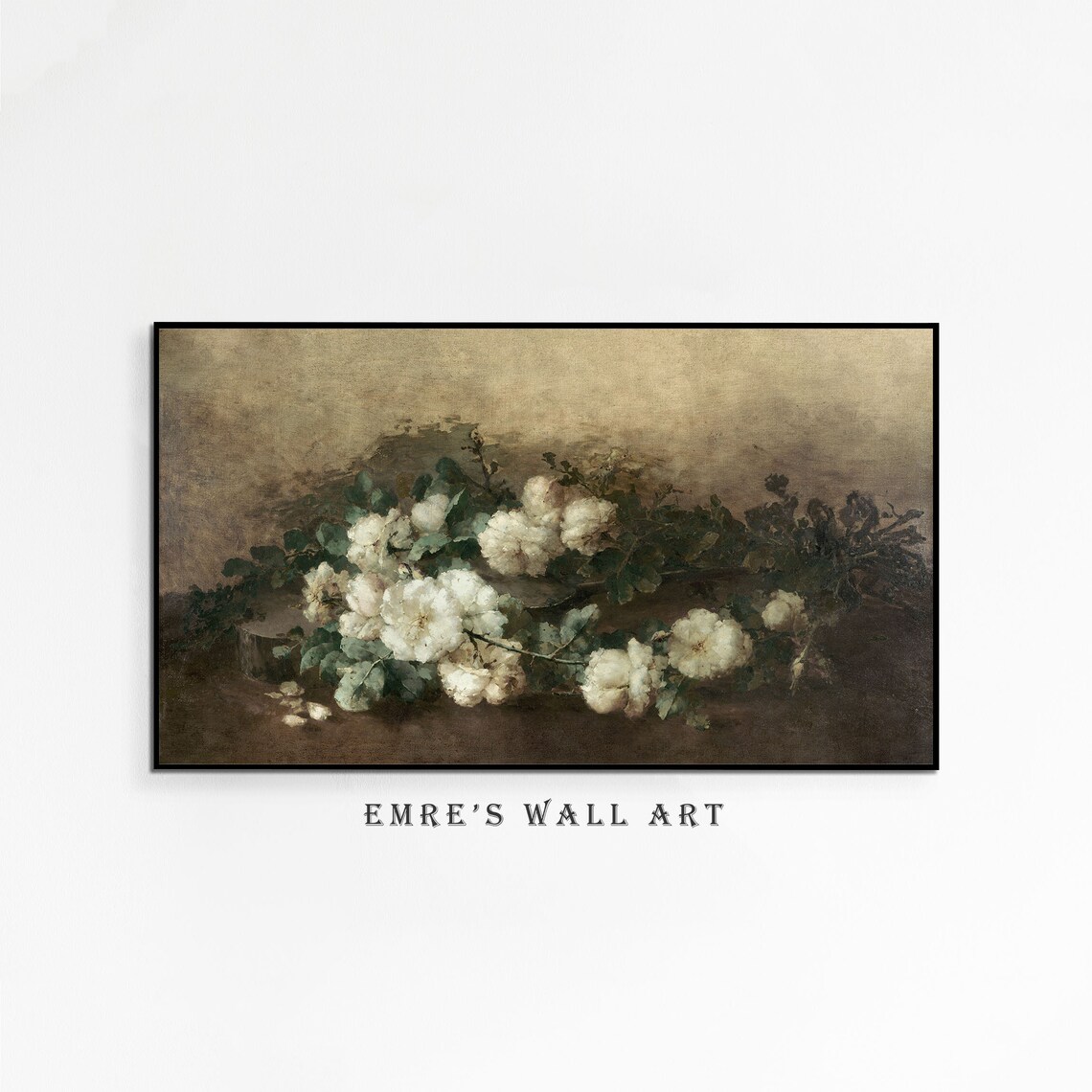 White Roses Bouquet Vintage Floral Still Life Oil Painting Poster - Image 4