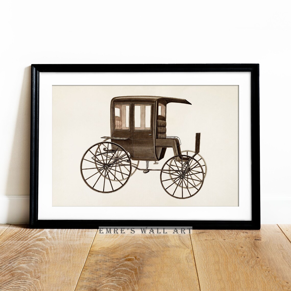Vintage Horse Drawn Carriage Illustration Antique Travel Sketch Poster - Image 2