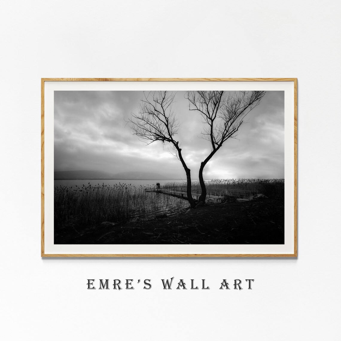 Black And White Landscape Photo, Rustic Lake Decor - Image 4
