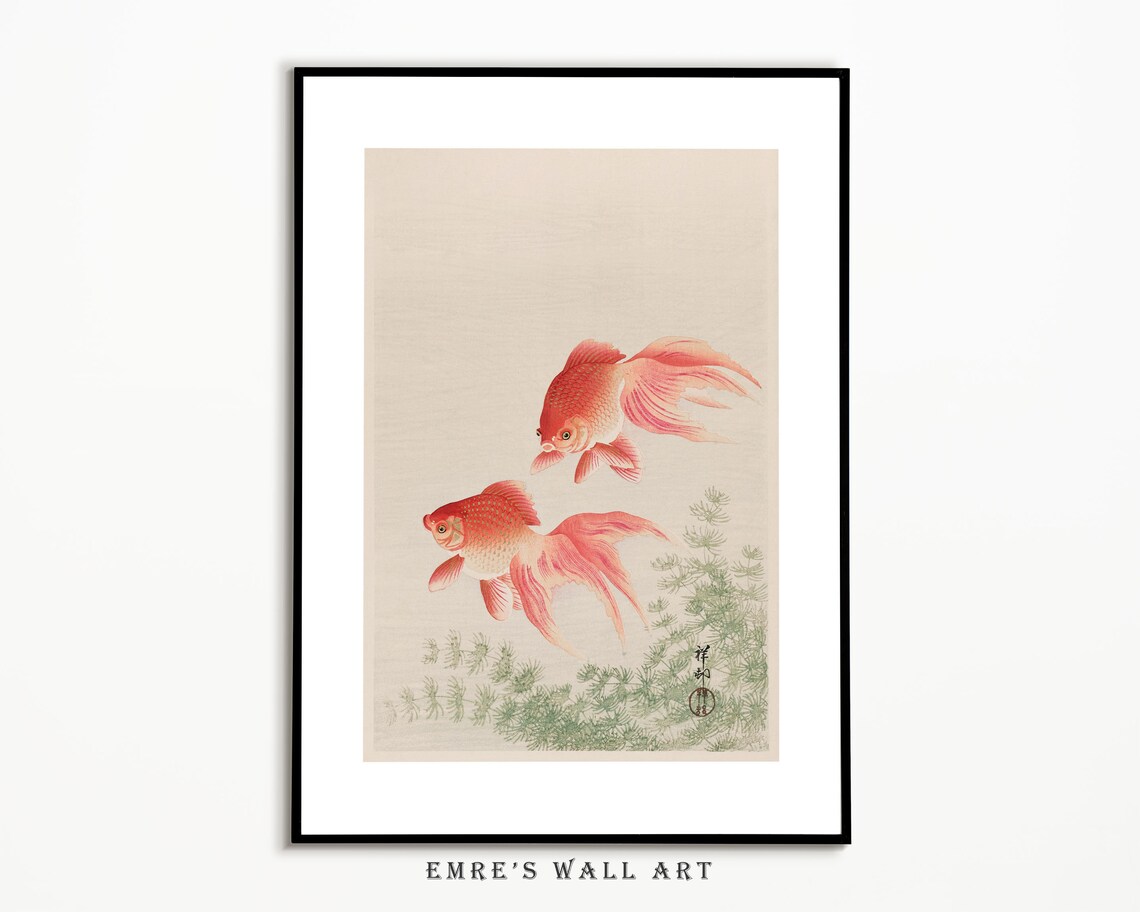 Gold Fish Vintage Sketch Art Print, Sea Life - Image 2