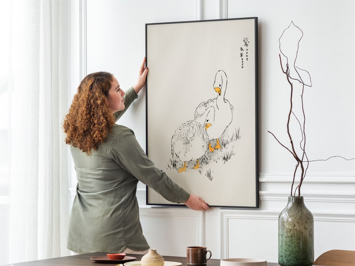 Vintage Duck Sketch Art Print, Neutral Farmhouse Decor - Image 2