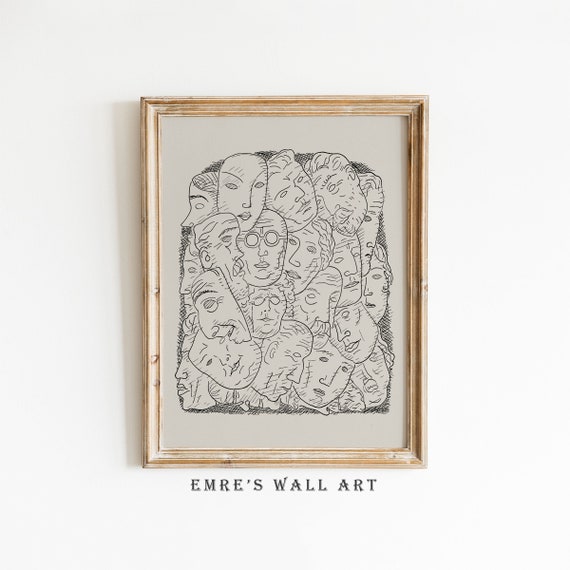 Figure Drawing Art Vintage Sketch Art Print Antique Sketch Wall Decor Neutral Drawing Vintage Artwork