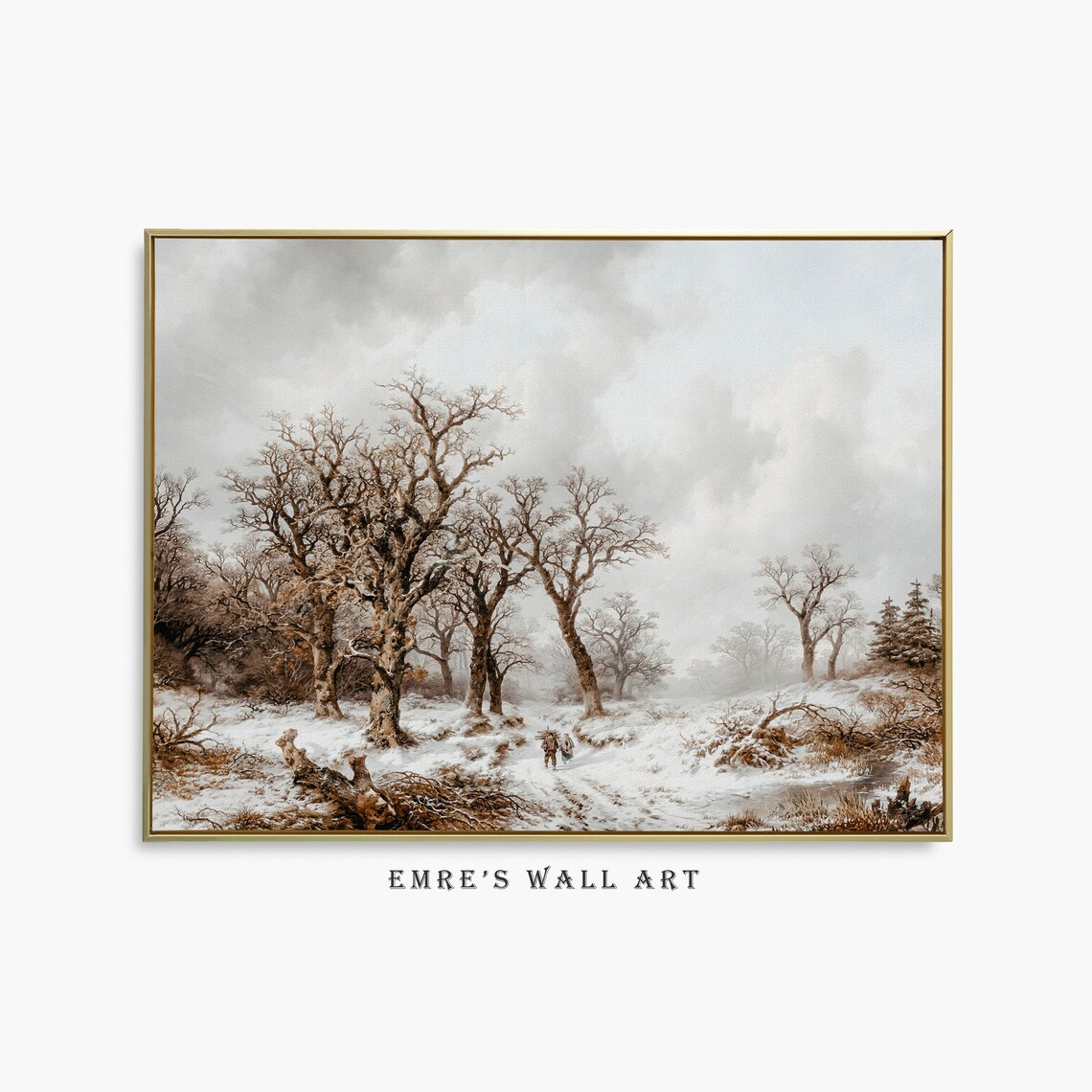 Vintage Winter Oil Painting Rustic Winter Art Print