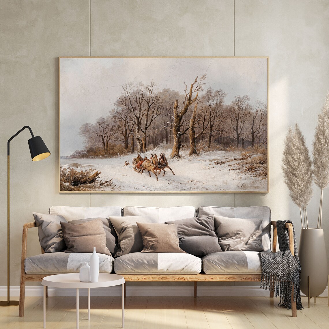 Vintage Winter Carriage Painting, Christmas Art Print - Image 2