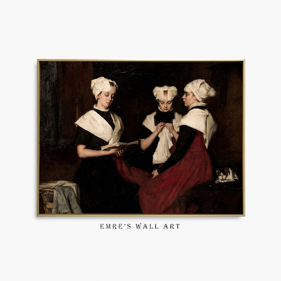 Three Women Traditional Caps Old Master Painting Scenic Poster