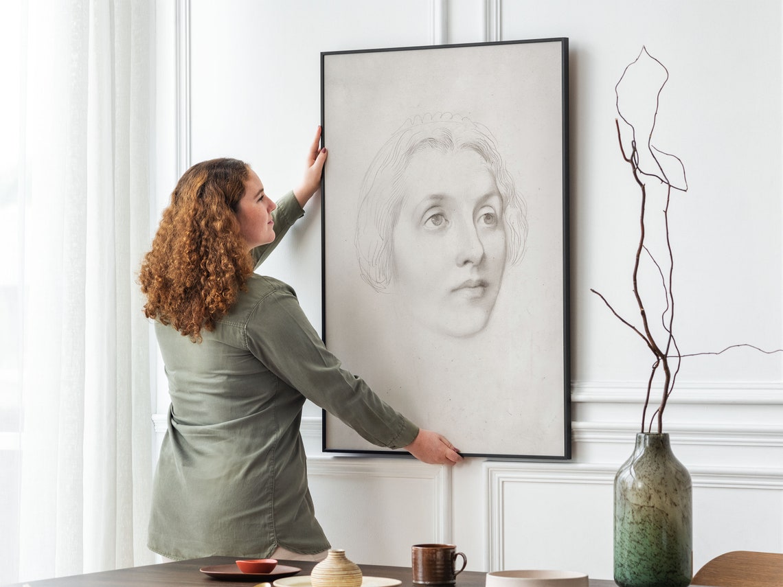 Woman Sketch Art Portrait Sketch Art Print Neutral Woman Drawing Female Portrait Study Bathroom Neutral Wall Art Drawing Of A Woman - Image 2