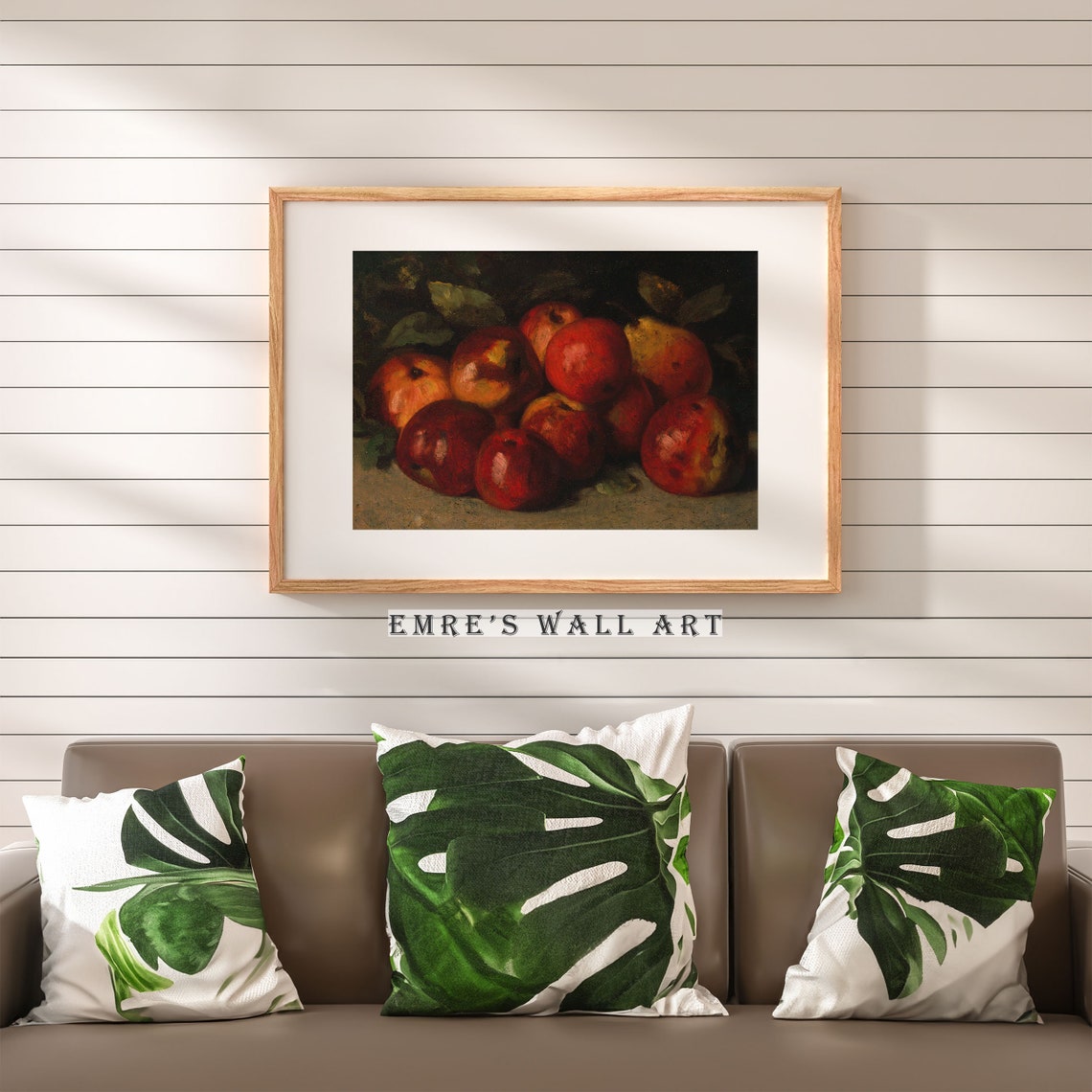 Moody Dark Still Life Red Apples Vintage Fruit Painting Poster - Image 2